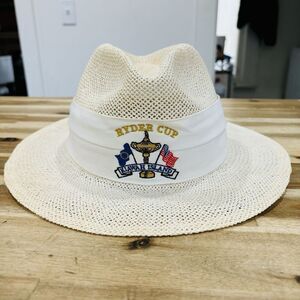 Vintage Ryder Cup Oak Hill Straw Sun Golf Hat Embroidered Band Made in USA